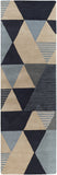 Kennedy KDY-3028 Modern Wool Rug KDY3028-268 Navy, Taupe, Khaki, Charcoal, Denim 100% Wool 2'6" x 8'