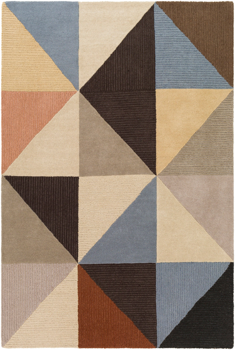 Kennedy KDY-3030 Modern Wool Rug KDY3030-913 Denim, Khaki, Taupe, Charcoal, Burnt Orange, Camel 100% Wool 9' x 13'