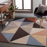 Kennedy KDY-3030 Modern Wool Rug KDY3030-913 Denim, Khaki, Taupe, Charcoal, Burnt Orange, Camel 100% Wool 9' x 13'