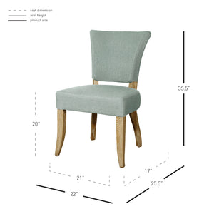 Austin Side Chair Set of 2 - French Farmhouse Design with Solid Oak Frame for Dining Room Elegance