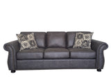 Porter Designs Elk River Leather-Look & Nail Head Transitional Sofa Gray 01-33C-01-9702A