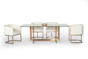 VIG Furniture Modrest Keaton Modern Glass & Brass Dining Table VGVCT8961-G