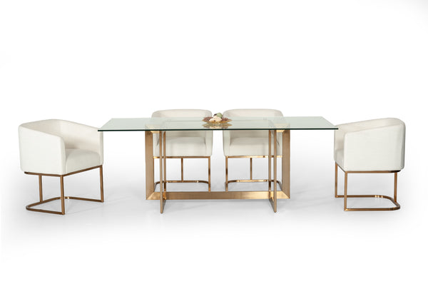 VIG Furniture Modrest Keaton Modern Glass & Brass Dining Table VGVCT8961-G