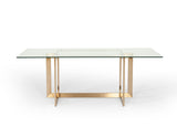 VIG Furniture Modrest Keaton Modern Glass & Brass Dining Table VGVCT8961-G