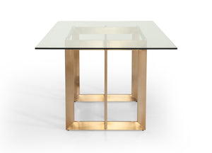 VIG Furniture Modrest Keaton Modern Glass & Brass Dining Table VGVCT8961-G