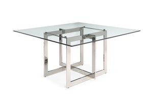 VIG Furniture Modrest Keaton - Square Modern Glass + Stainless Steel Dining Table VGVCT8961-DT