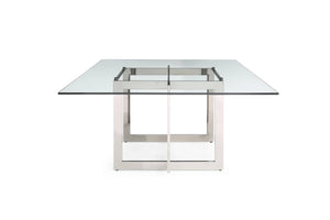 VIG Furniture Modrest Keaton - Square Modern Glass + Stainless Steel Dining Table VGVCT8961-DT