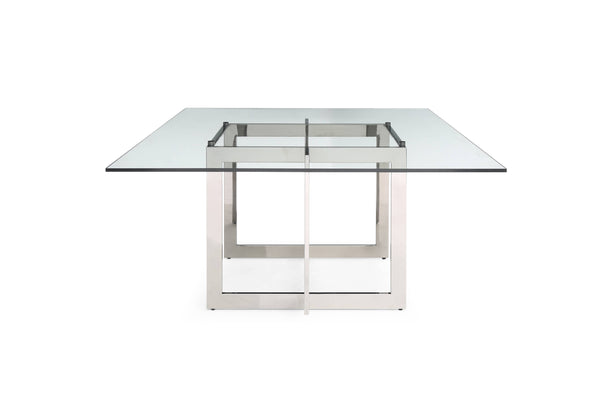 VIG Furniture Modrest Keaton - Square Modern Glass + Stainless Steel Dining Table VGVCT8961-DT