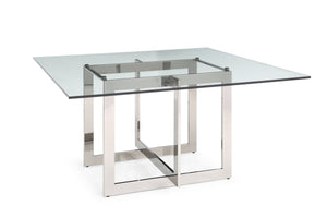 VIG Furniture Modrest Keaton - Square Modern Glass + Stainless Steel Dining Table VGVCT8961-DT
