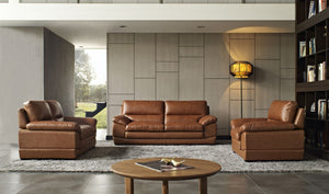 VIG Furniture Divani Casa Kendrick - Traditional Modern Cognac Leather Sofa Set VGBNS-1806-BRN-SET