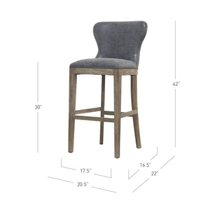 Dorsey Faux Leather Bar Stool – Stylish, Distressed Design for Modern or Transitional Spaces, 30” Height