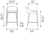English Elm EE2956 100% Polyester, Plywood, Steel Mid Century Commercial Grade Counter Chair Set - Set of 2 Pea Green, Chrome 100% Polyester, Plywood, Steel