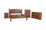 Porter Designs Taos Solid Sheesham Wood King Natural Bed Brown 04-196-17-9046H-KIT