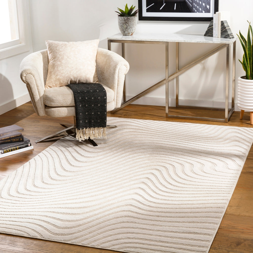 Kingston KGS-2304 Modern Viscose, Wool Rug KGS2304-9212 Beige, Cream 51% Viscose, 49% Wool 9'2" x 12'