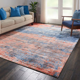 Nourison kathy ireland Home Safari Dreams KI374 Painterly Handmade Loomed Indoor Area Rug Blue/Brick 5'3" x 7'5" 99446177568