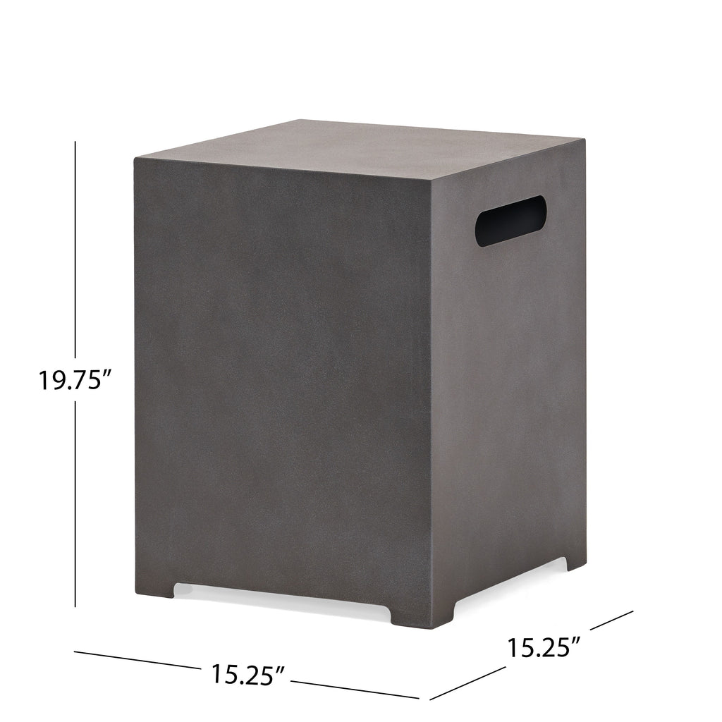 Wellington Outdoor 40-Inch Square Fire Pit with Tank Holder, Concrete Noble House