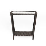 Weston Outdoor Wicker Side Table with Glass Top