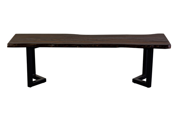 Porter Designs Manzanita Live Edge Solid Acacia Wood Natural Dining Bench Gray 07-196-13-BN58MV-KIT