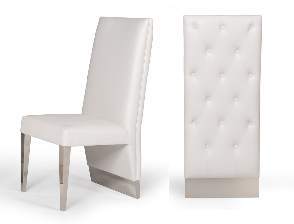 VIG Furniture Modrest Kilson Modern White Leatherette & Stainless Steel Dining Chair (Set of 2) VGVCB1819-WHT