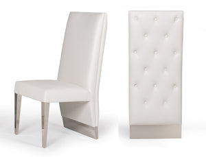 VIG Furniture Modrest Kilson Modern White Leatherette & Stainless Steel Dining Chair (Set of 2) VGVCB1819-WHT