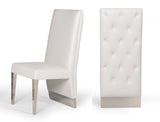 Modrest Kilson Modern White Leatherette & Stainless Steel Dining Chair (Set of 2)