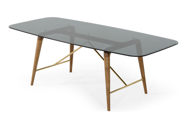 VIG Furniture Modrest Kipling - Modern Smoked Glass & Walnut Large Dining Table VGCSDT-16111-LRG-WAL-DT