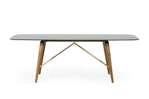 VIG Furniture Modrest Kipling - Modern Smoked Glass & Walnut Large Dining Table VGCSDT-16111-LRG-WAL-DT