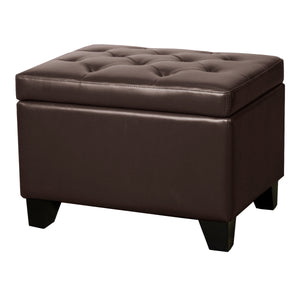 Julian Stylish Rectangular Bonded Leather Storage Ottoman with Biscuit Tufting for Home Organization