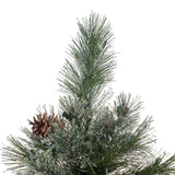 7.5-foot Cashmere Pine and Mixed Needles Pre-Lit Clear String Light Hinged Artificial Christmas Tree with Snowy Branches and Pinecones