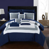 DUKE NAVY QUEEN 10PC COMFORTER SET