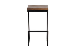 Porter Designs Cube Solid Wood & Metal Industrial Bar Stool Brown 07-108-24-5261