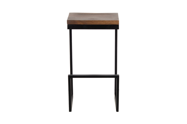 Porter Designs Cube Solid Wood & Metal Industrial Bar Stool Brown 07-108-24-5261