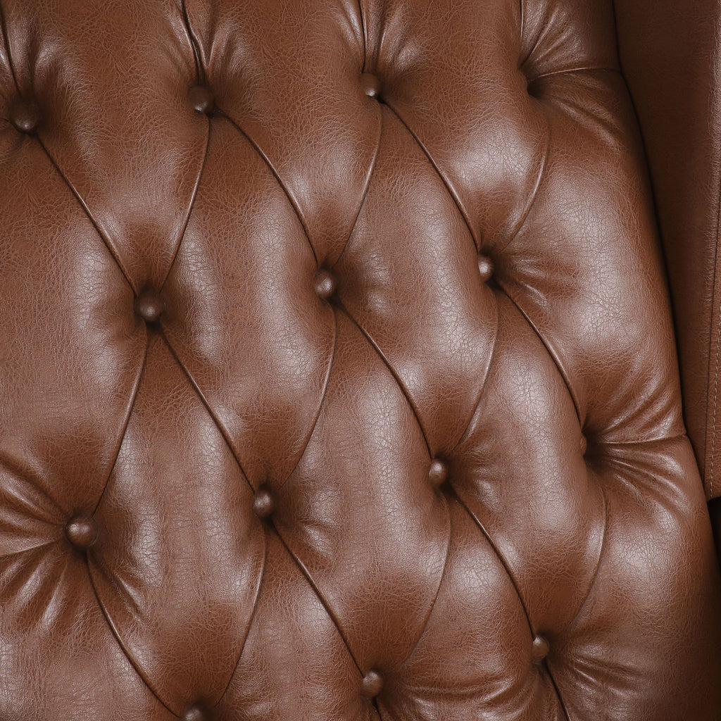 Carey Contemporary Faux Leather Tufted Wingback Rocking Chair, Cognac Brown and Dark Brown Noble House