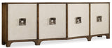 Melange Transitional Poplar And Hardwood Solids With Pecan Veneer And Robus Leather Credenza