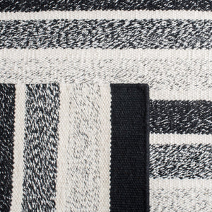 Kilim 151  Flat Weave 80% Wool 20% Cotton Rug Black / Ivory