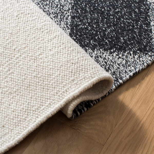 Kilim 153  Flat Weave 80% Wool 20% Cotton Rug Black / Ivory