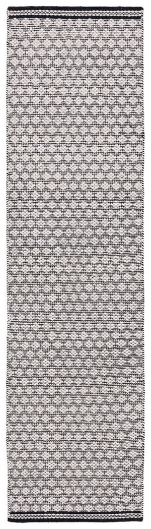 Kilim 376 Flat Weave 80% Wool, 20% Cotton Rug Black / Ivory 80% Wool, 20% Cotton KLM376Z-6