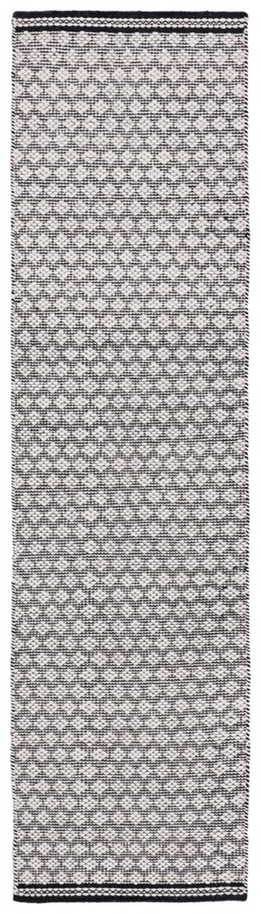 Kilim 376 Flat Weave 80% Wool, 20% Cotton Rug Black / Ivory 80% Wool, 20% Cotton KLM376Z-6