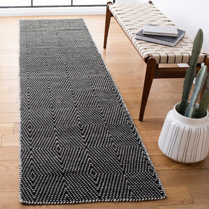 Kilim 380 Flat Weave 80% Wool, 20% Cotton Rug Black / Ivory 80% Wool, 20% Cotton KLM380Z-6
