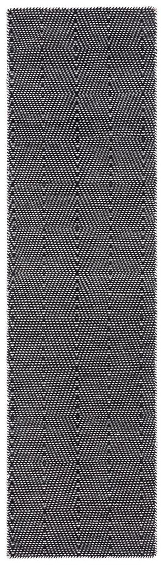 Kilim 380 Flat Weave 80% Wool, 20% Cotton Rug Black / Ivory 80% Wool, 20% Cotton KLM380Z-6