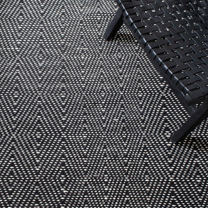 Kilim 380 Flat Weave 80% Wool, 20% Cotton Rug Black / Ivory 80% Wool, 20% Cotton KLM380Z-6