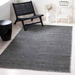 Kilim 380 Flat Weave 80% Wool, 20% Cotton Rug Black / Ivory 80% Wool, 20% Cotton KLM380Z-6