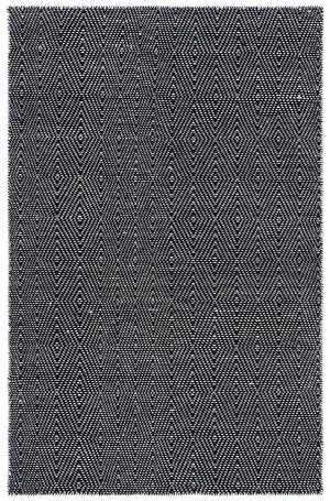 Kilim 380 Flat Weave 80% Wool, 20% Cotton Rug Black / Ivory 80% Wool, 20% Cotton KLM380Z-6