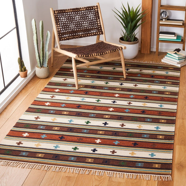 Kilim 710 Flat Weave Rug - Luxurious 80% Wool & 20% Cotton, Durable, Stylish Home Decor from India