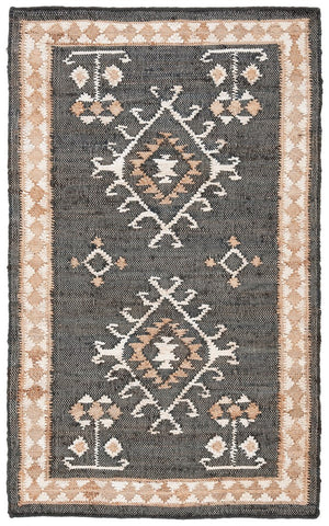 Safavieh Kilim 762 Flat Weave Bohemian Rug Black / Ivory 9' x 9' Square