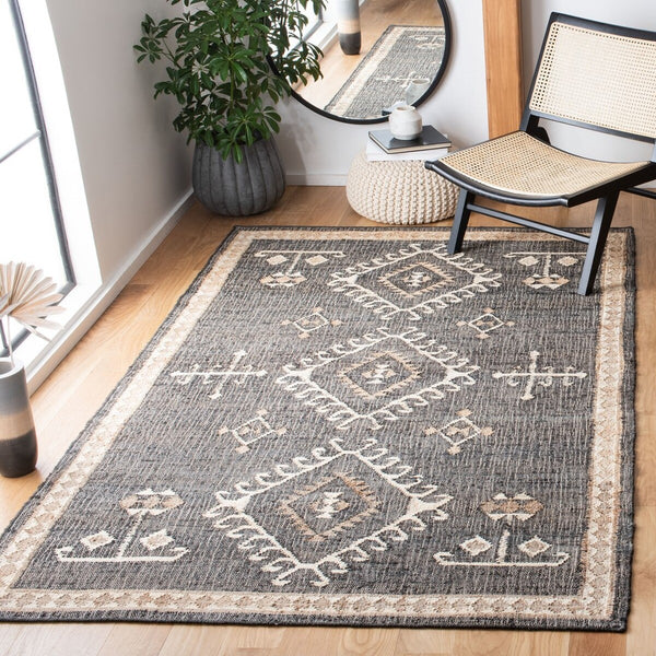 Safavieh Kilim 762 Flat Weave Bohemian Rug Black / Ivory 9' x 9' Square