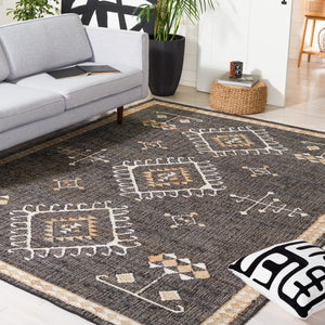 Safavieh Kilim 762 Flat Weave Bohemian Rug Black / Ivory 9' x 9' Square