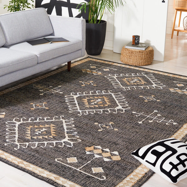 Safavieh Kilim 762 Flat Weave Bohemian Rug Black / Ivory 9' x 9' Square