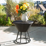 Crete Multibrown Wicker Outdoor Accent Table Noble House