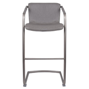 Indy Leatherette Bar Stool Set of 2 - Chic Comfort Meets Industrial Style with Floating Design